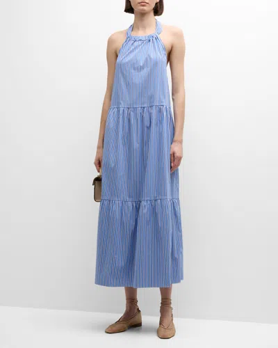 Solid & Striped The Kai Striped Poplin Maxi Dress In French Navy Stripe