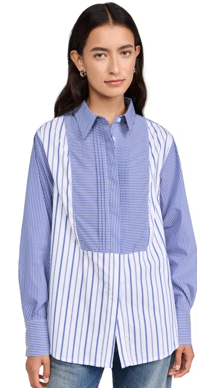 Solid & Striped The Laly Blouse Mixed Stripe White In Multi