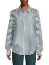 Solid & Striped The Lauren Shirt In Green-white In Multi
