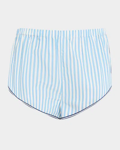 Solid & Striped The Lester Stripe Shorts In French Blue X Brule Stripe