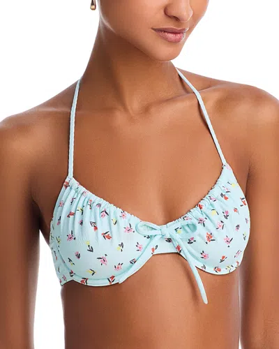 Solid & Striped The Lolita Bikini Top In Embroidered Floral Sky