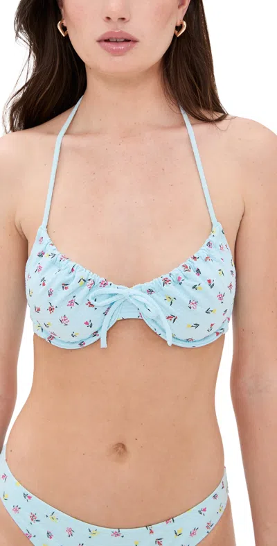 SOLID & STRIPED THE LOLITA TOP EMBROIDERED FLORAL SKY