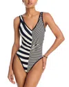 Solid & Striped The Lucia Multi-striped One-piece Swimsuit In Noir