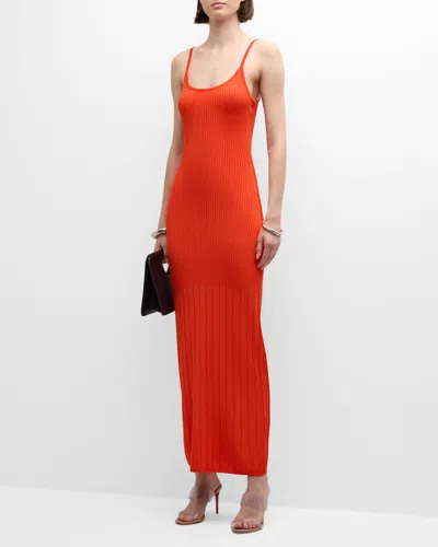 Solid & Striped The Noel Ribbed Maxi Dress In Lava