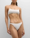 Solid & Striped The Odessa Metallic Stretch-jacquard Bikini Top In Ecru