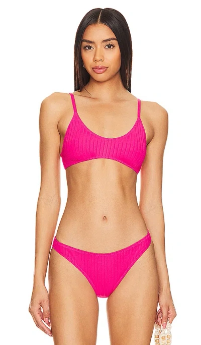 Solid & Striped The Rachel Bikini Top In Hot Pink