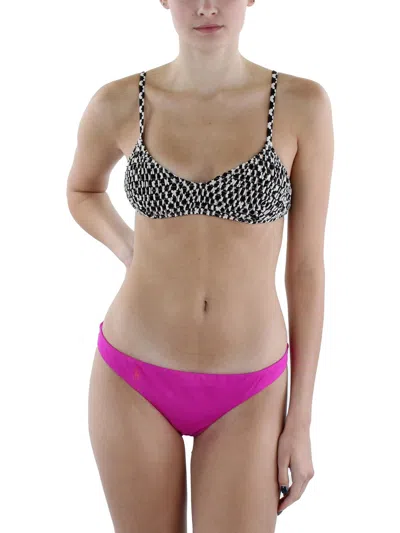 Solid & Striped The Rachel Smocked Womens Printed Bikini Swim Top In Pink