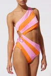 Solid & Striped Randall One Piece In Butterluxe/carnation Pink/clementine In Multi