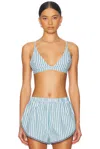 Solid & Striped The Tessa Bralette French Blue X Brule Stripe In French Blue & Brule Stripe