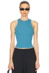 Solid & Striped Varena Ribbed Viscose Tank Top In French Blue In French Blue