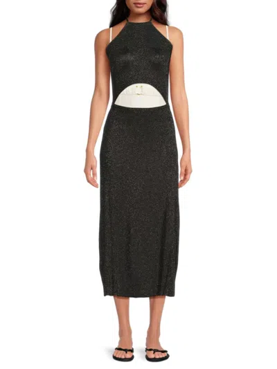 Solid & Striped Women's Avia Metallic Midi Sheath Coverup Dress In Black