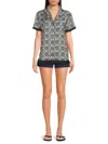 Solid & Striped Women's Dahlia Print Cover Up Camp Shirt In Blackout