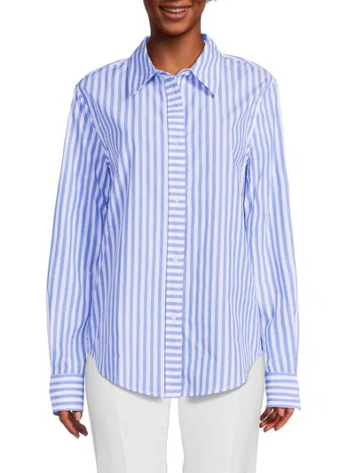Solid & Striped Women's Lauren Stripe Button Down Shirt In Blue White