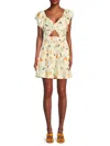 Solid & Striped The Renata Cutout Floral-print Linen-blend Mini Dress In White Multicolor