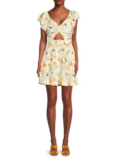SOLID & STRIPED WOMEN'S RENATA FLORAL CUTOUT MINI DRESS