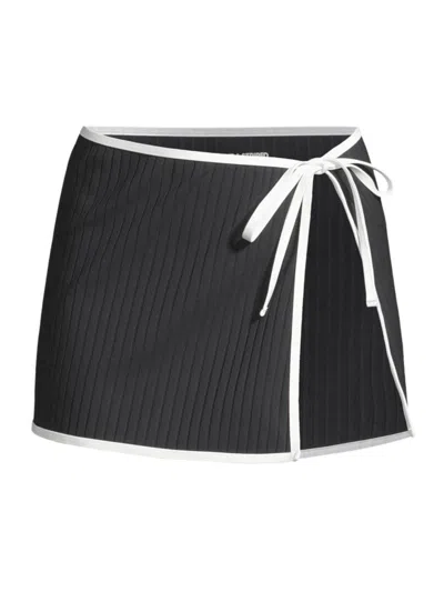 SOLID & STRIPED WOMEN'S RIBBED SWIM COVER-UP WRAP SKIRT