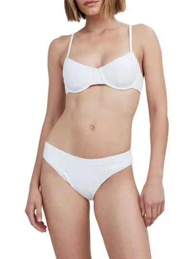 Solid & Striped Women's The Daphne Eyelet Underwire Bikini Top In Optic White