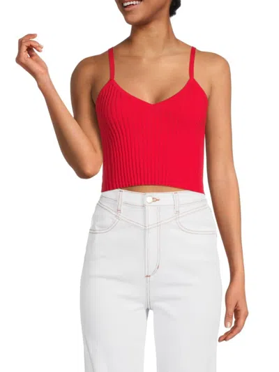 Solid & Striped Women's The Fleur Ribbed Crop Tank Top In Fiery Red