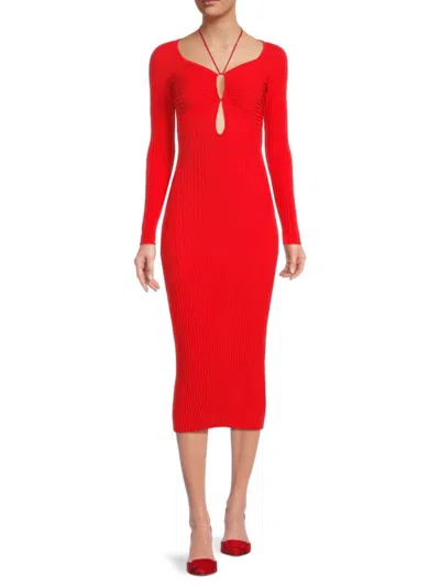 Solid & Striped Women's The Lisa Midi Bodycon Dress In Fiery Red