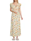Solid & Striped The Renata Cutout Floral-print Linen-blend Midi Dress In Beige Multi