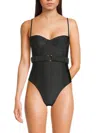 Solid & Striped The Spencer Belted One Piece Swimsuit In Black