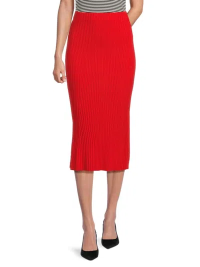 Solid & Striped Women's The Yvette Ribbed Midi Skirt In Fiery Red