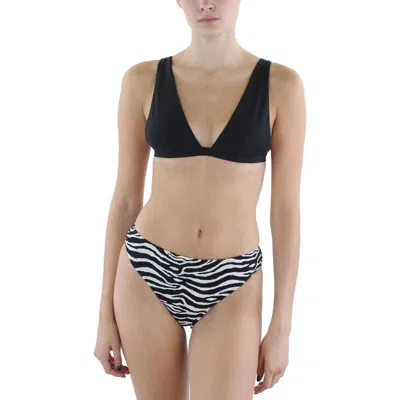 Solid & Striped Womens Knit Animal Print Swim Bottom Separates In Black