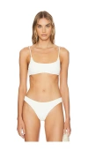 Solid & Striped The Odessa Metallic Stretch-jacquard Bikini Top In Pearl