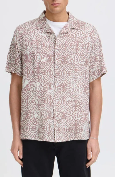 Solid ! Urkon Arabesque Print Camp Shirt In Purple