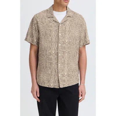 Solid ! Utkolt Floral Camp Shirt In Brown