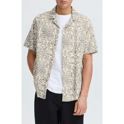 Solid ! Utkolt Floral Camp Shirt In White
