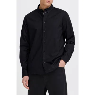 Solid ! Val Stretch Cotton Button-down Shirt In Black