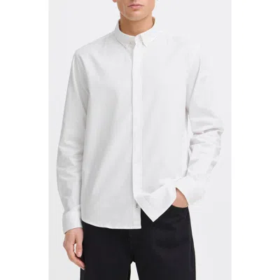 Solid ! Val Stretch Cotton Button-down Shirt In White