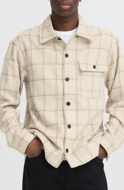 Solid ! Wheeler Plaid Overshirt In Oatmeal