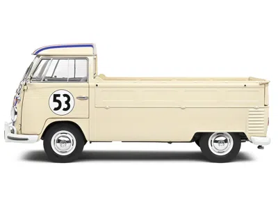 Solido 1950 Volkswagen T1 Pickup Truck Racer #53 Cream With Stripes 1/18 Diecast Model Car By