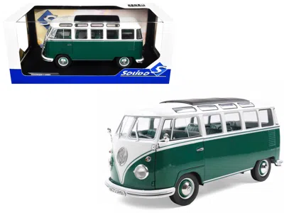 Solido 1962 Volkswagen T1 Samba Bus Green And White 1/18 Diecast Model Car By