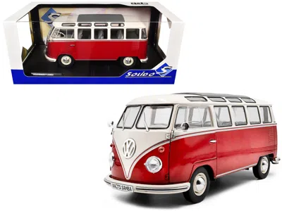 Solido 1962 Volkswagen T1 Samba Bus Red And White 1/18 Diecast Model Car By