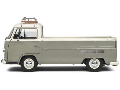 Solido 1968 Volkswagen T2 Pickup Truck Gray And White With Roofrack 1/18 Diecast Model Car By