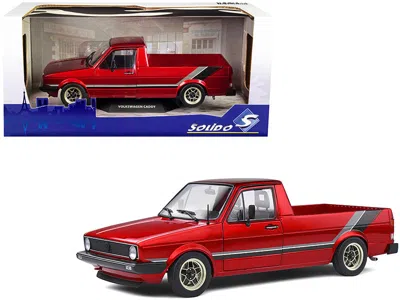 Solido 1982 Volkswagen Mk1 Pickup Truck Custom Red Metallic With Stripes 1/18 Diecast Model Car By