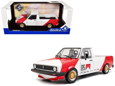 Solido 1983 Volkswagen Caddy Mk 1 Pickup Truck "red Cowboy Racing Tribute" White And Red 1/18 Diecast Model