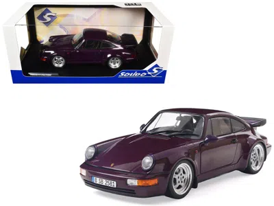 Solido 1990 Porsche 911 (964) Turbo Violet Blue Metallic 1/18 Diecast Model Car By