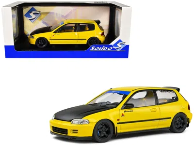 Solido 1991 Honda Civic (eg6) Rhd (right Hand Drive) "spoon Version" Yellow Carnival With Black Hood 1/18 D
