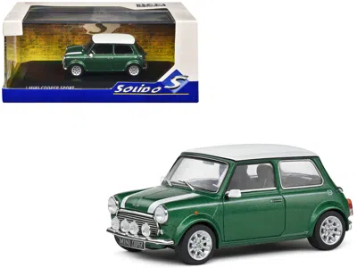 Solido 1994 Mini Cooper Sport British Racing Green With White Top And Stripes 1/43 Diecast Model Car By Sol