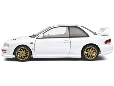 Solido 1998 Subaru Impreza 22b Rhd (right Hand Drive) Pure White With Gold Wheels 1/18 Diecast Model Car By