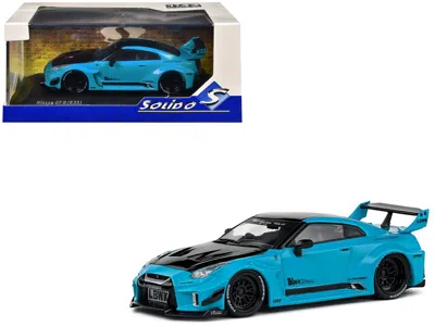 Solido 2019 Nissan Gt-r (r35) Lb-silhouette Works Rhd (right Hand Drive) Miami Blue With Black Hood And Top