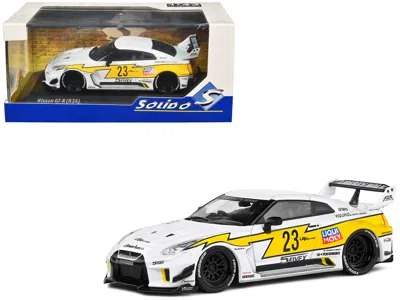 Solido 2019 Nissan Gtr35 "lbwk Silhouette" Rhd (right Hand Drive) #23 White With Yellow Graphics 1/43 Dieca