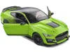 Solido 2020 Ford Mustang Shelby Gt500 Grabber Lime Green Metallic With Black Top And Stripes 1/18 Diecast M
