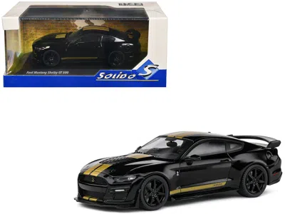 Solido 2020 Shelby Mustang Gt500 Black With Gold Stripes 1/43 Diecast Model Car By