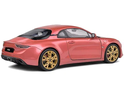 Solido 2021 Alpine A110 Rose Bruyere Pink Metallic With Gold Wheels 1/18 Diecast Model Car By  In Red