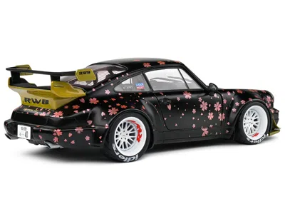 Solido 2021 Rwb Aoki Matt Black With Cherry Blossom Graphics "rauh Weltbegriff" 1/18 Diecast Model Car By S